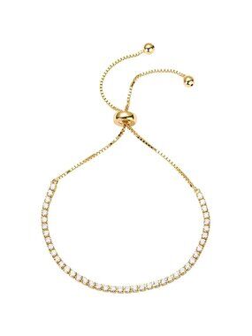14K Gold Plated Cubic Zirconia Classic Tennis Bracelet for Women